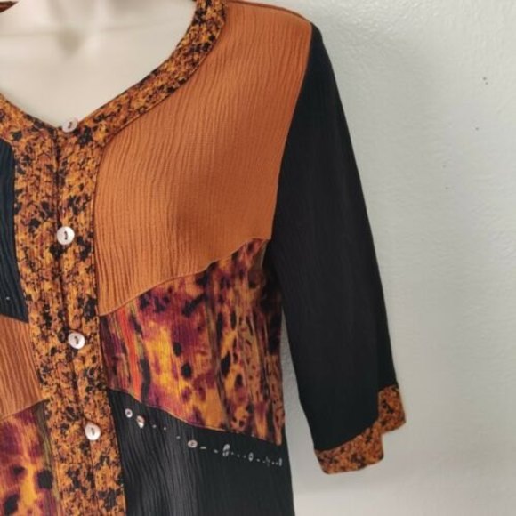 Napa Valley Petite PXL short sleeve mother of peal rayon/poly multi color - Picture 3 of 6